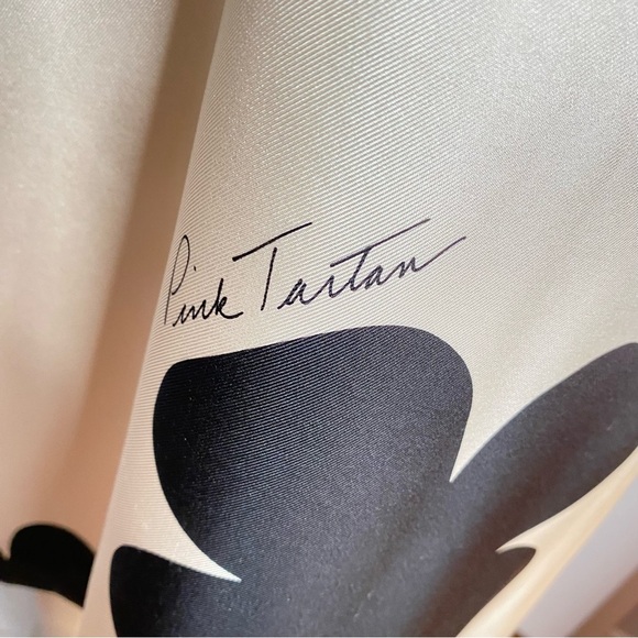 Elegant  & Classy Black and Cream Floral Dress 100% Silk - Size 10 - Picture 2 of 15